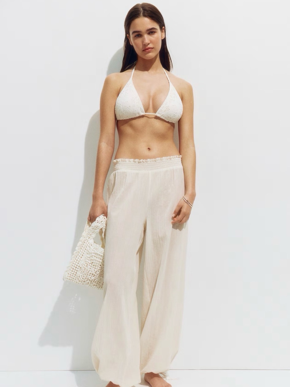 H&M Cream Crinkled Maxi Skirt with Elastic Waistband - Picture 4 of 8